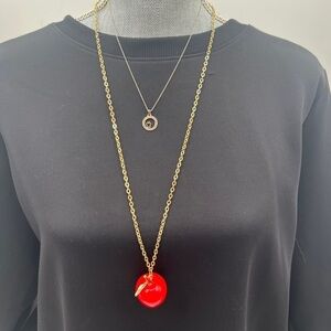 925 Sterling Silver teacher quote necklace and gold chain apple pendant necklace